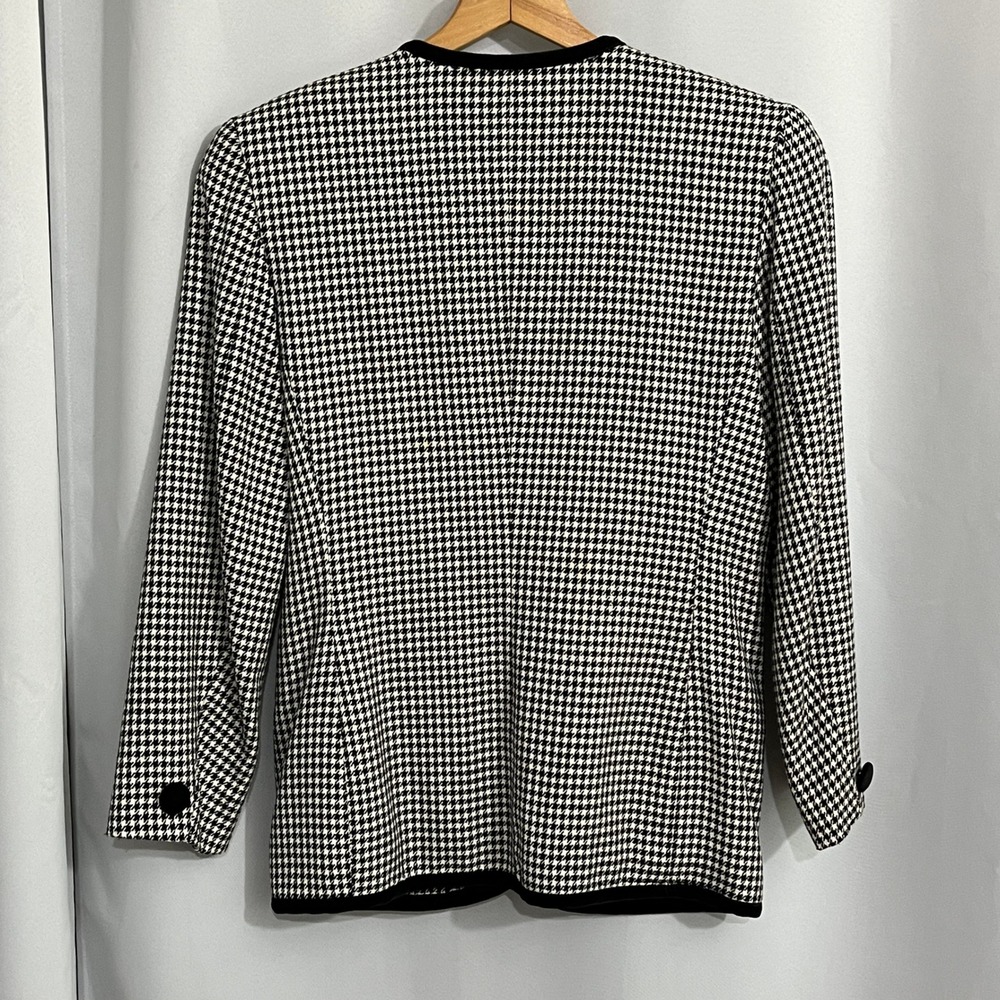 Leslie Fay Blazer‎ Womens 8P Black White Houndstooth 90s Vintage Office Tailored - Picture 3 of 16